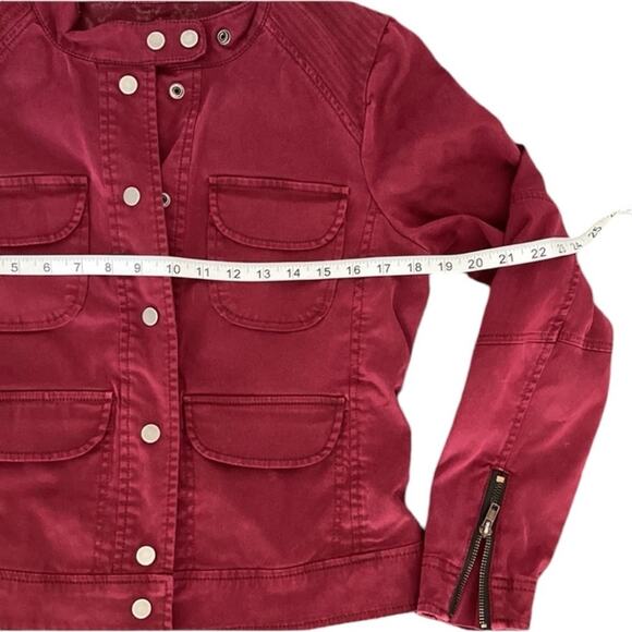 Sanctuary Military Moto Field Jacket garment dyed Burgundy size medium - Picture 2 of 6